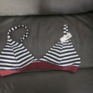 NWT Old Navy navy and white striped bikini top Size XL